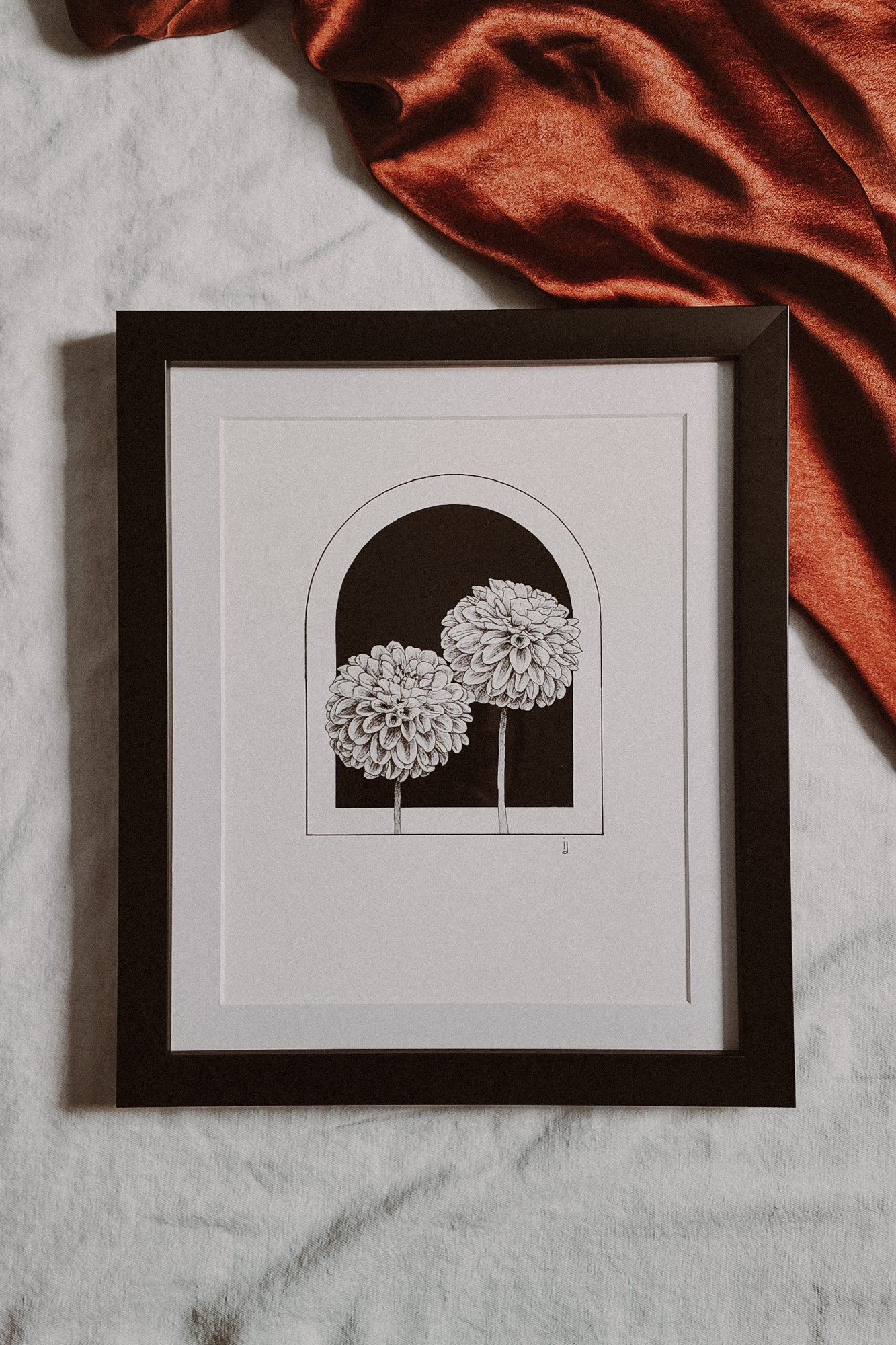Framed Dahlias Print